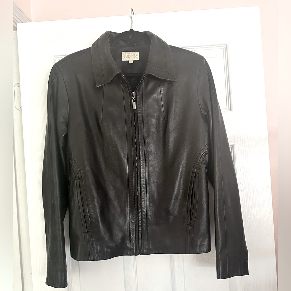 Cache black leather jacket - very soft sz 10